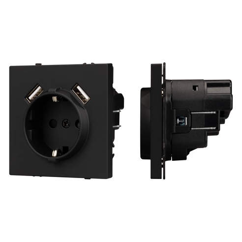 Механизм розетки с USB зарядкой SCT-NOBE-MUAA-SFPL-BK (230V, 16A) (Arlight, -)