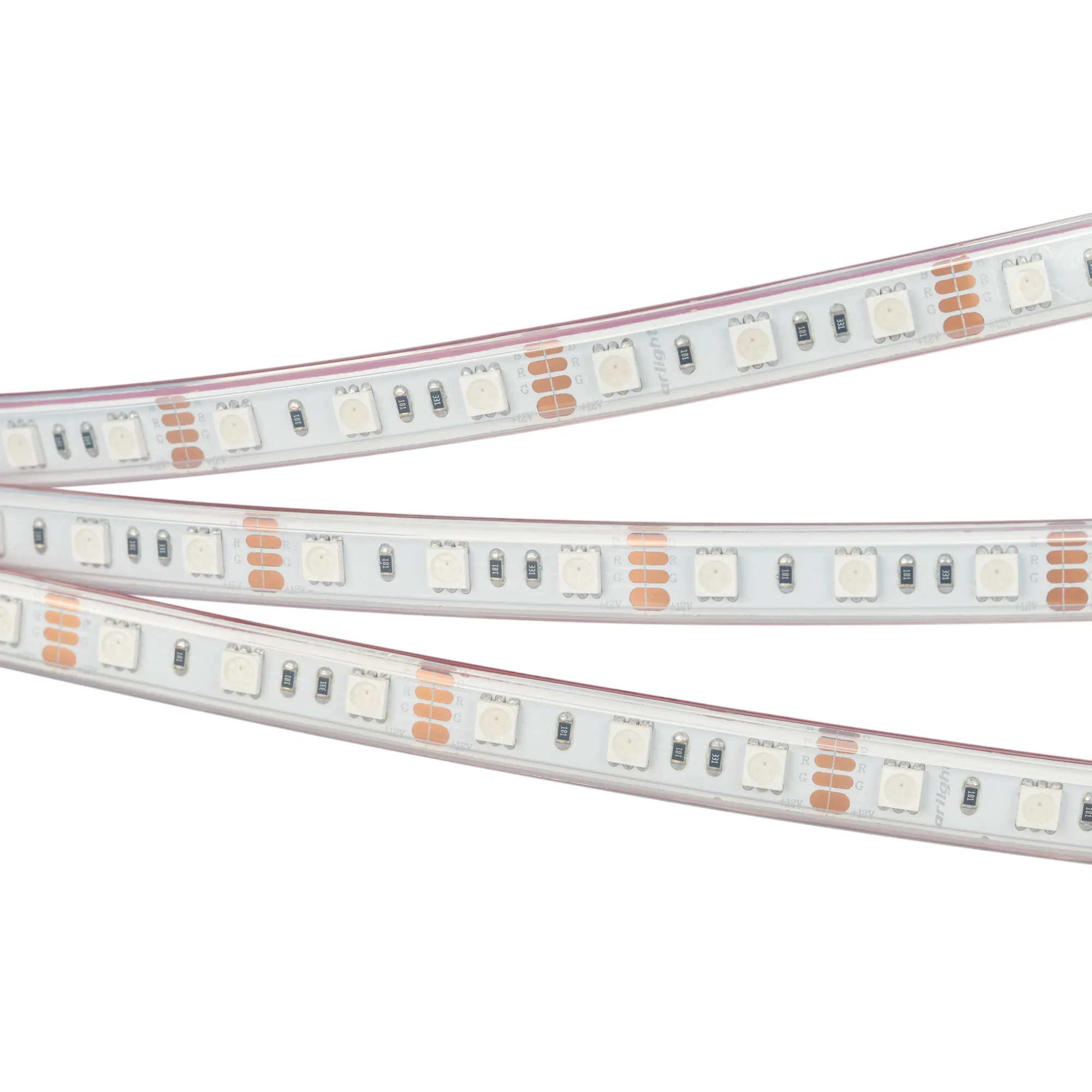 Лента светодиодная RTW 2-5000P 12V RGB 2x (5060, 300 LED, LUX) (Arlight, 14.4 Вт/м, IP66)