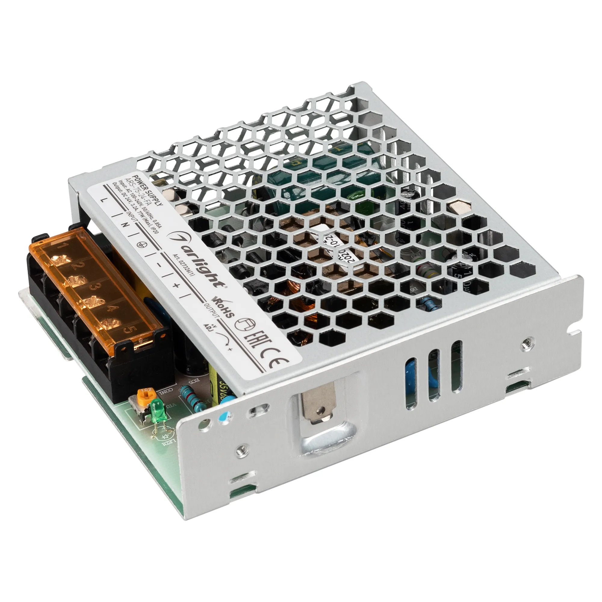 Блок питания ARS-75-24-FA (24V, 3.2A, 77W) (Arlight, IP20 Сетка, 3 года) - изображение товара