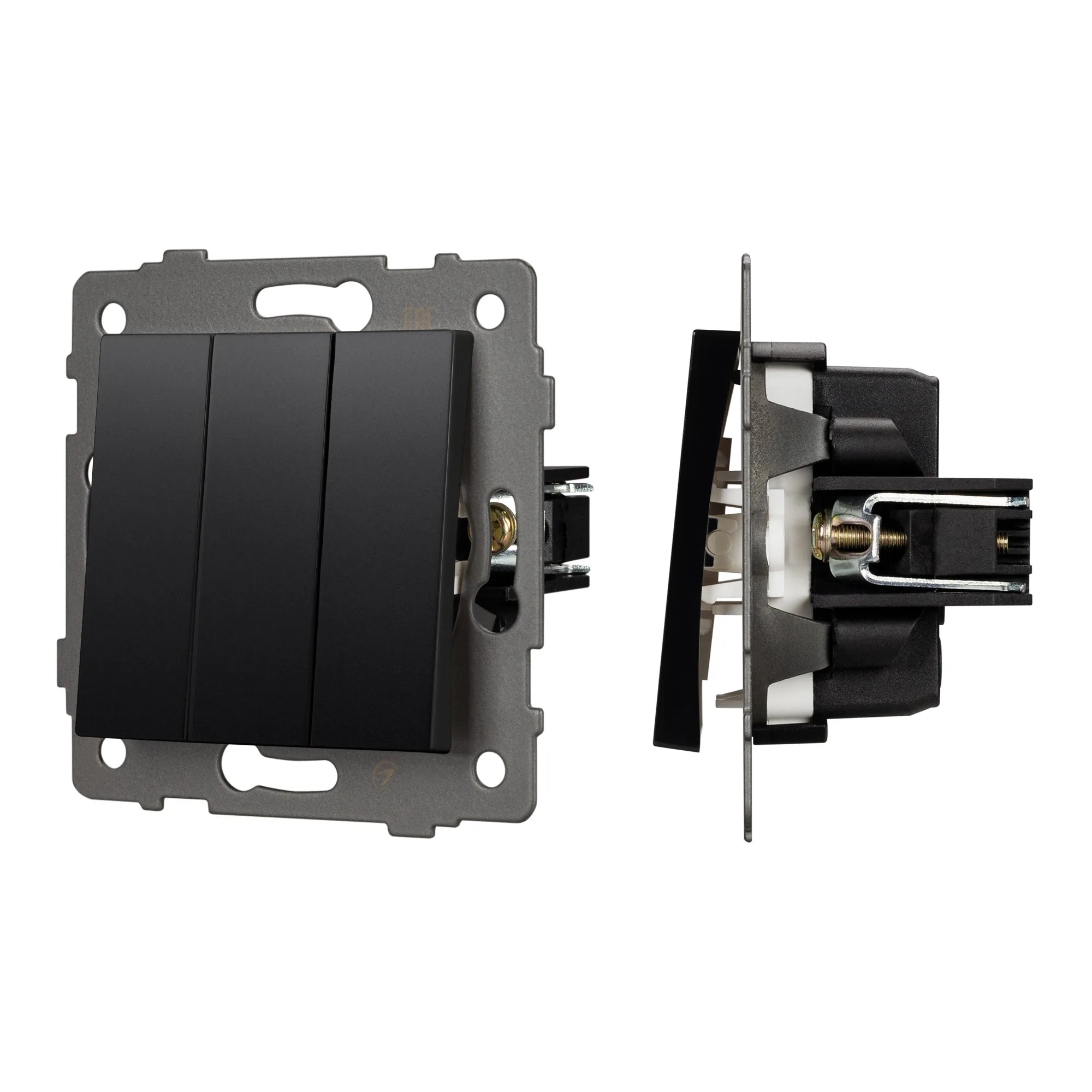 Механизм выключателя трехклавишный непроходной SWT-MK03-PL-BK-V (250V, 10A) (Arlight, -) - изображение товара